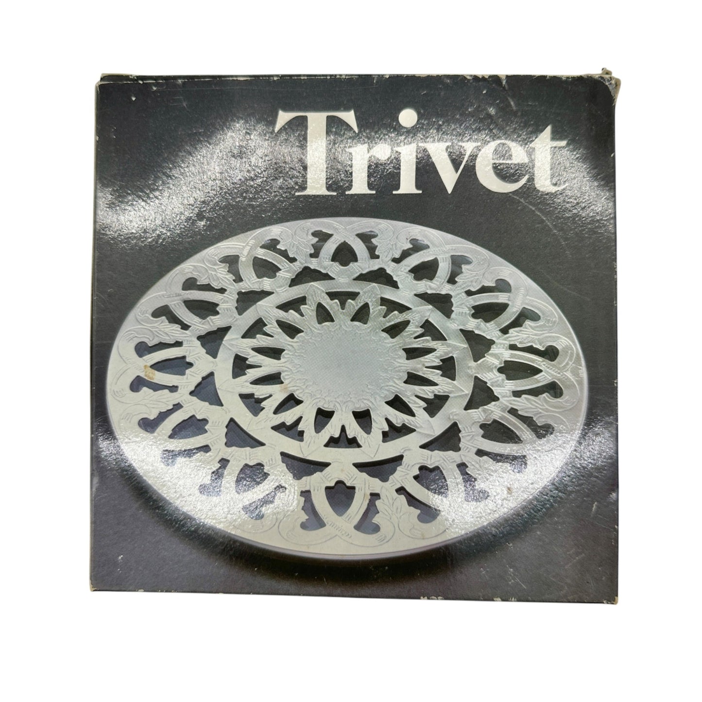 Leonard Silver Mfg Trivet 6 Inch Silverplated Glass Insulated NIB Elegant Design