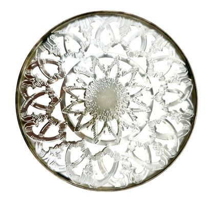 Leonard Silver Mfg Trivet 6 Inch Silverplated Glass Insulated NIB Elegant Design