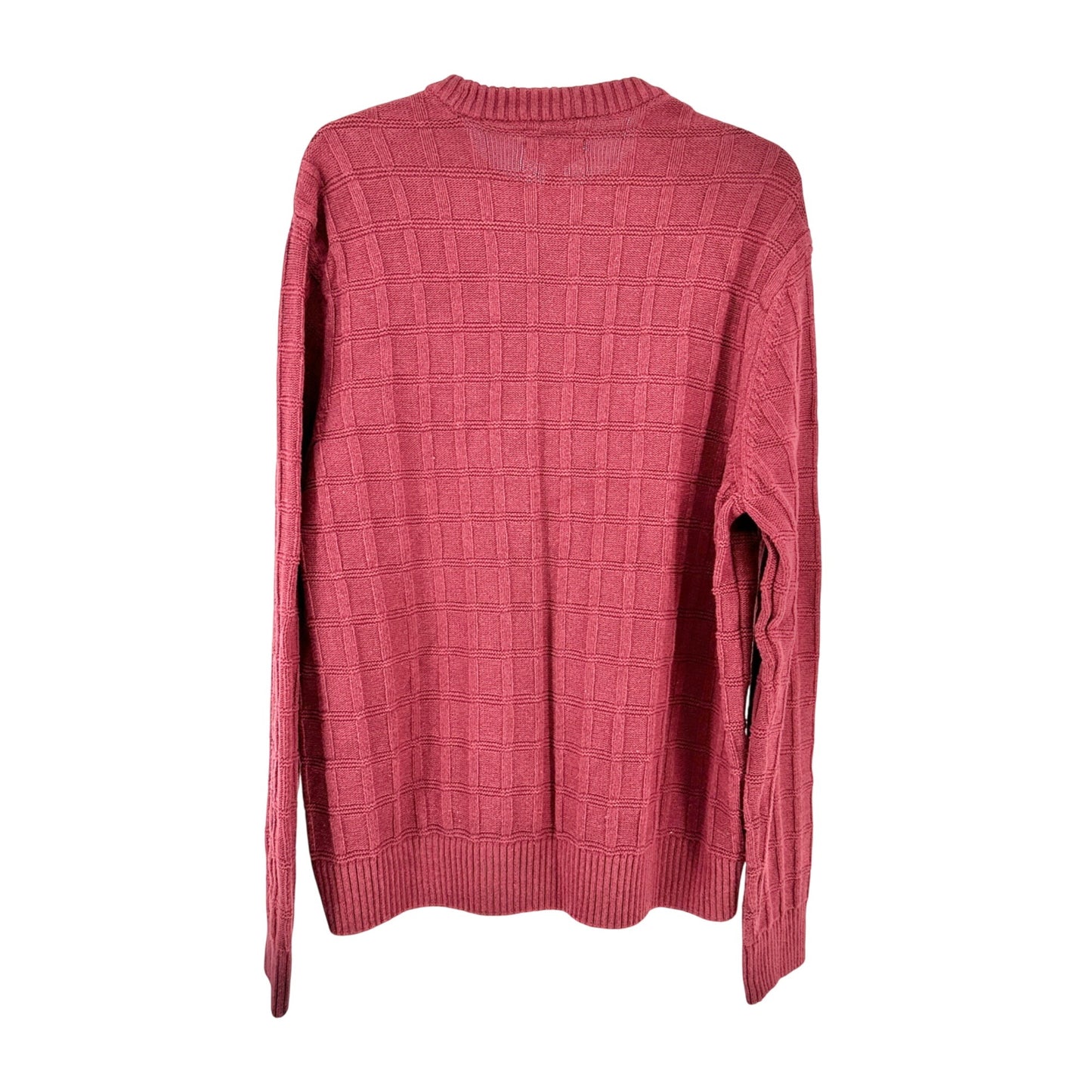 DKNY Sweater Mens XL Burgundy Textured LS Crewneck Recycled Cotton Blend NWT