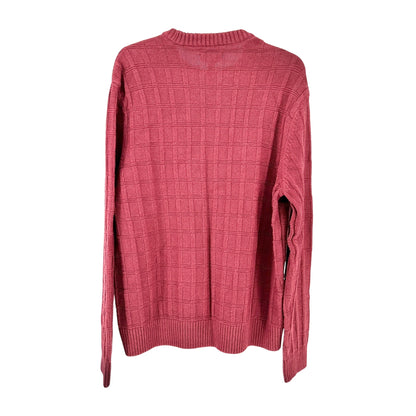 DKNY Sweater Mens XL Burgundy Textured LS Crewneck Recycled Cotton Blend NWT