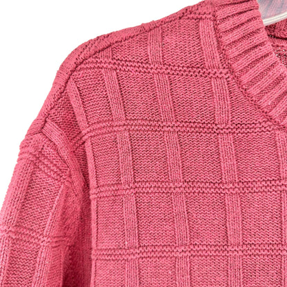 DKNY Sweater Mens XL Burgundy Textured LS Crewneck Recycled Cotton Blend NWT