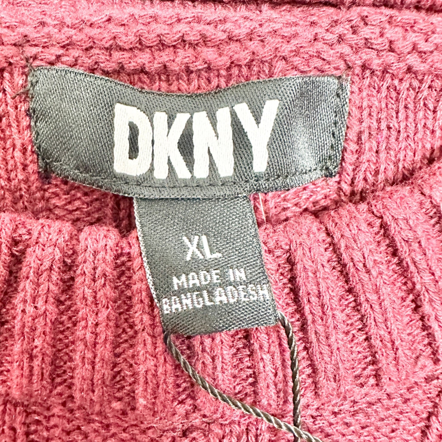 DKNY Sweater Mens XL Burgundy Textured LS Crewneck Recycled Cotton Blend NWT