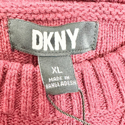 DKNY Sweater Mens XL Burgundy Textured LS Crewneck Recycled Cotton Blend NWT