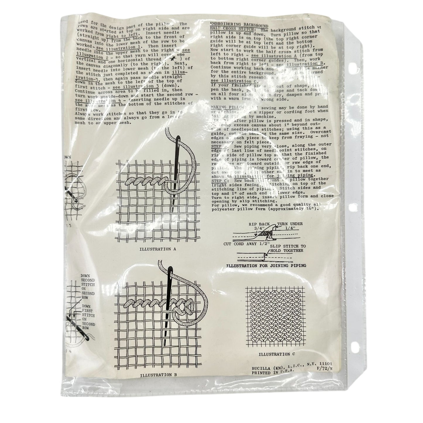 White House Heirlooms Needlepoint Pillow Pattern and Yarn Kit 1972 No Canvas