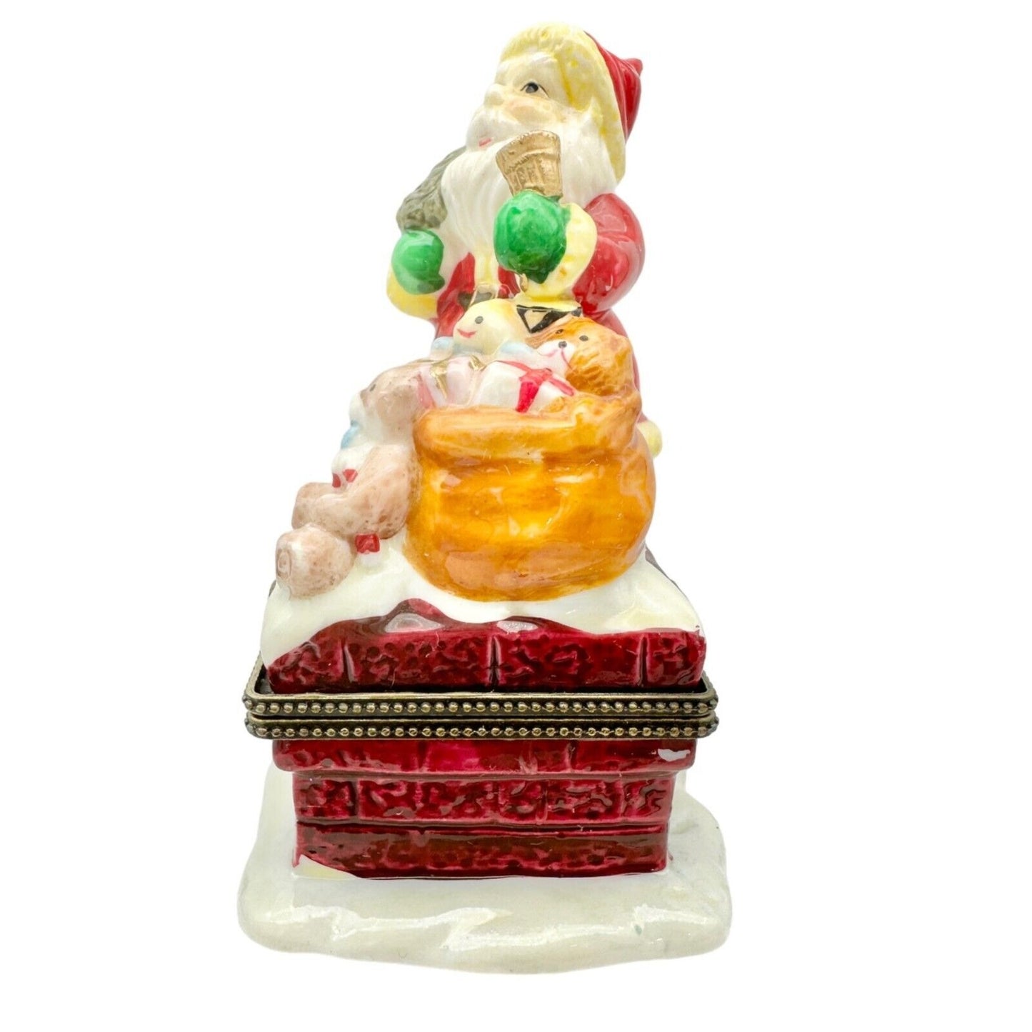 Kurt Adler Christmas Hinged Trinket Boxes Set of 3 Santas Ceramic Each Open