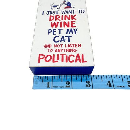 Patriotic Block Sign 5 x 3 x 1 Red White Blue Pet My Cat NWT