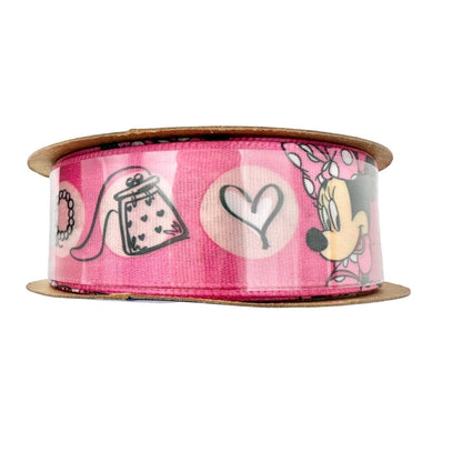 Offray Lot of 15 Spools Ribbon 7/8 inch x 9 feet Pink Minnie Mouse NEW