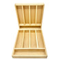 Set Of 2 Wooden Cutlery Trays With Dividers For Organizing Flatware Utensils