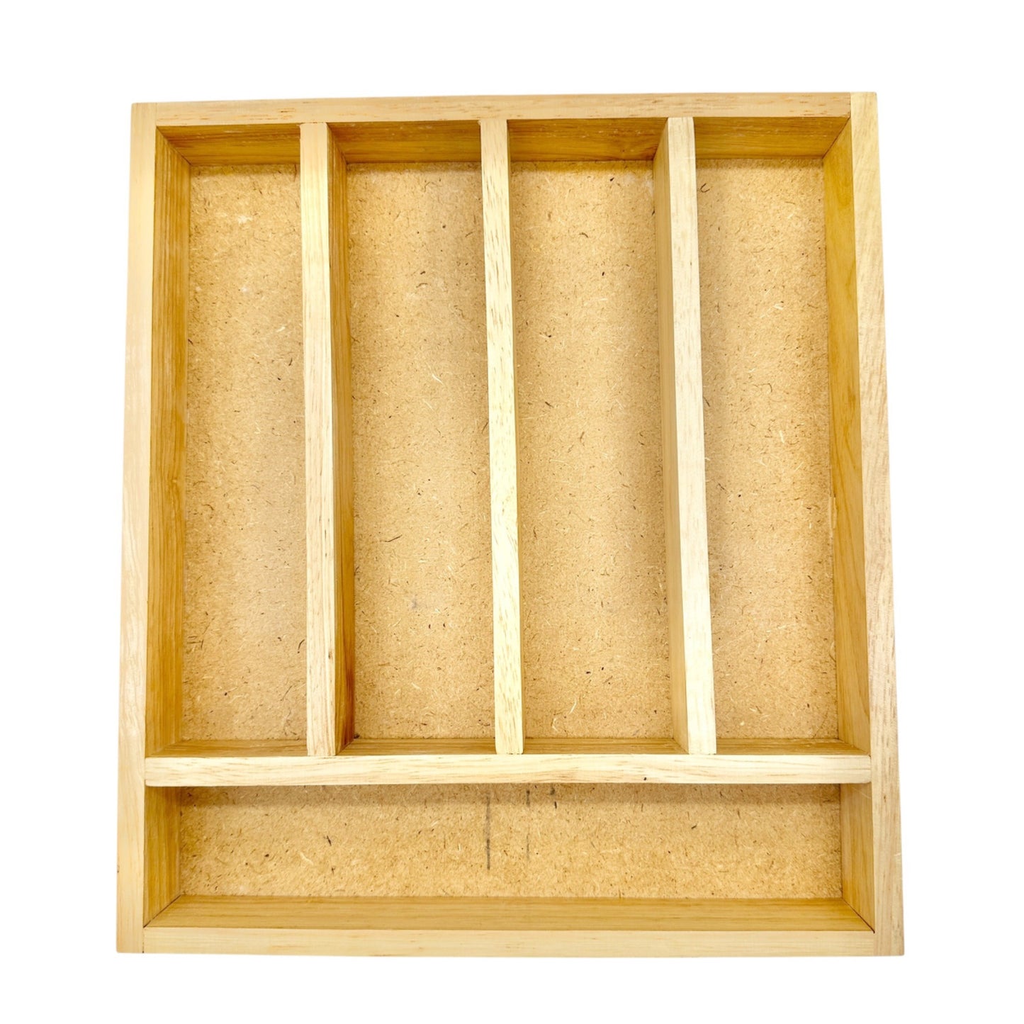 Set Of 2 Wooden Cutlery Trays With Dividers For Organizing Flatware Utensils