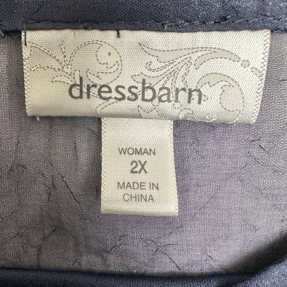 Dressbarn Sheer Blouse With Lace Details Built in Tank Top Womans 2X Navy Blue