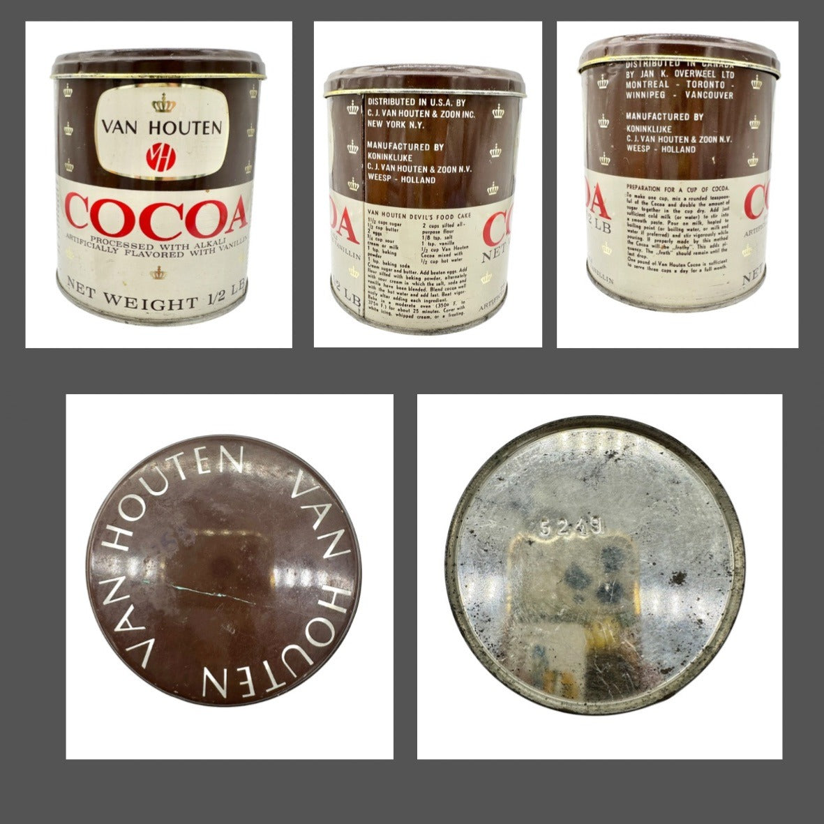 Vintage Devoine Mavis Chocolate Tin Hersheys Ice Cream Box Van Houten Cocoa Can