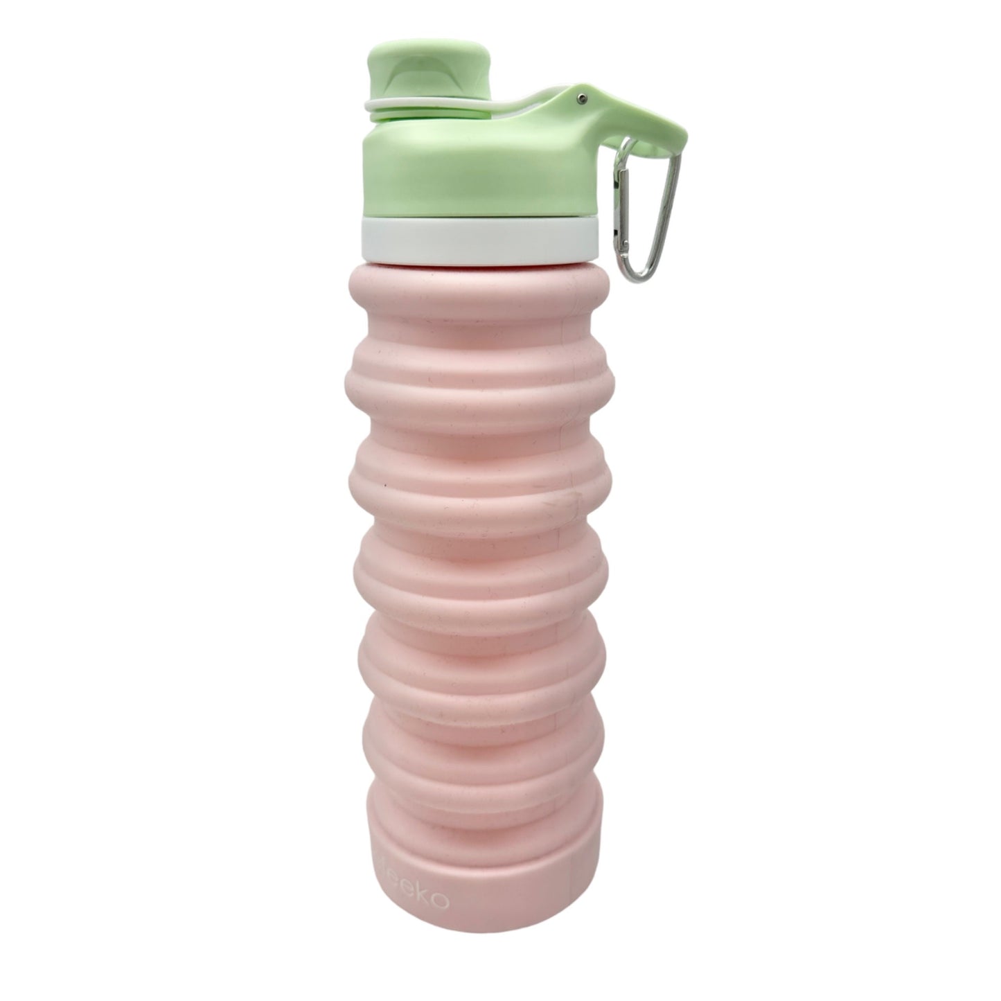 Nefeeko Collapsible Water Bottle 26oz Pink Green Silicone Travel Leakproof NIB