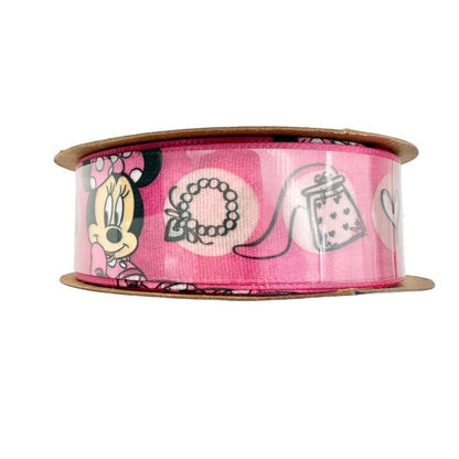 Offray Lot of 15 Spools Ribbon 7/8 inch x 9 feet Pink Minnie Mouse NEW