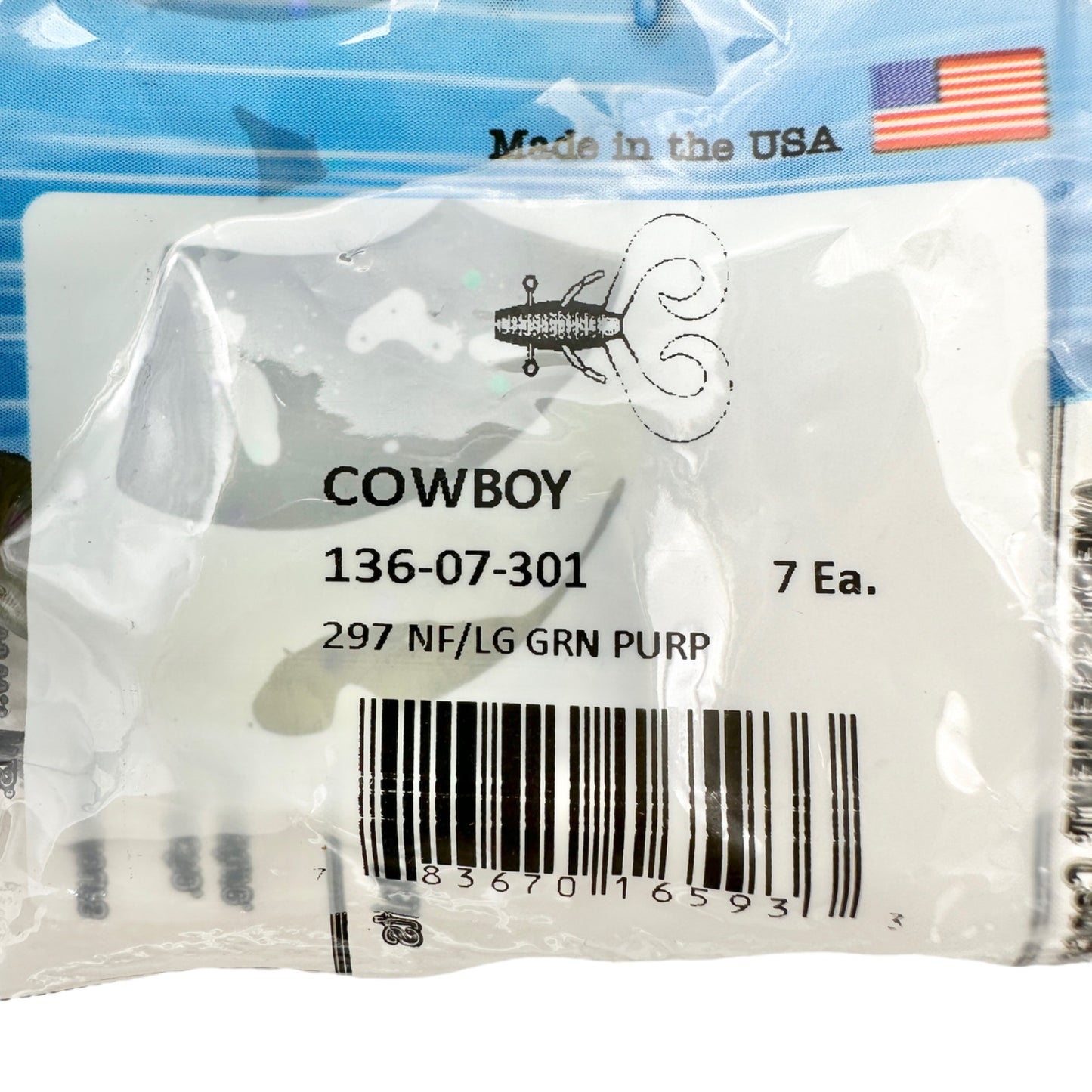 Gary Yamamoto Custom Baits 2 bags 7 each Cowboy 297 NF/LG GRN PURP NIP