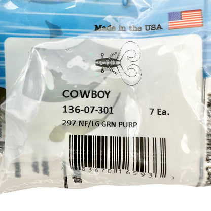 Gary Yamamoto Custom Baits 2 bags 7 each Cowboy 297 NF/LG GRN PURP NIP