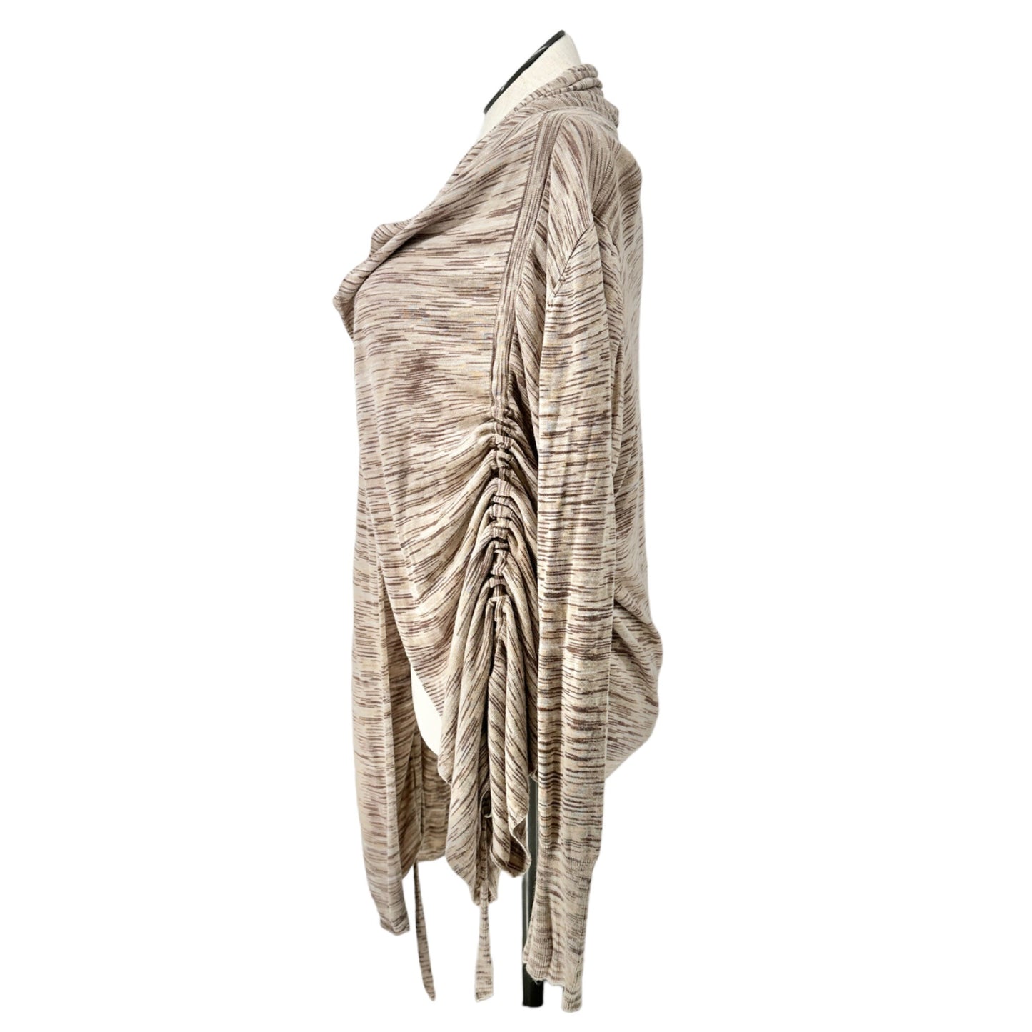 Venue Open Front Sweater Womens XL Brown Tan Long Sleeve Cinch Sides EUC
