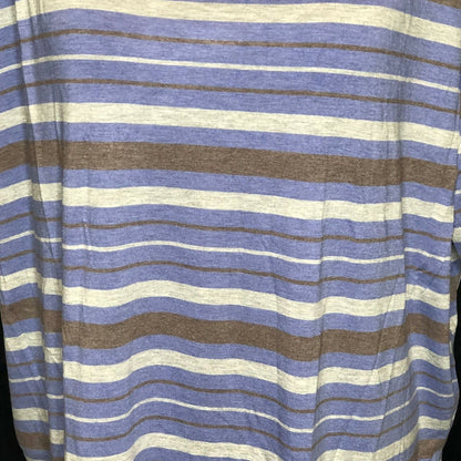LuLaRoe RETIRED Irma Women's Large Gray & Blue Stripes mid-length sleeves NWT
