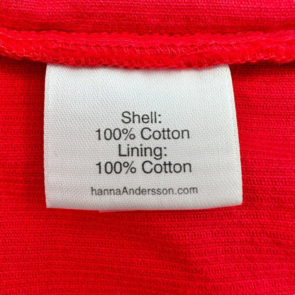 Hanna Andersson Girls 100 US 4 Dress Corduroy Red White Ruffled Cap Sleeves