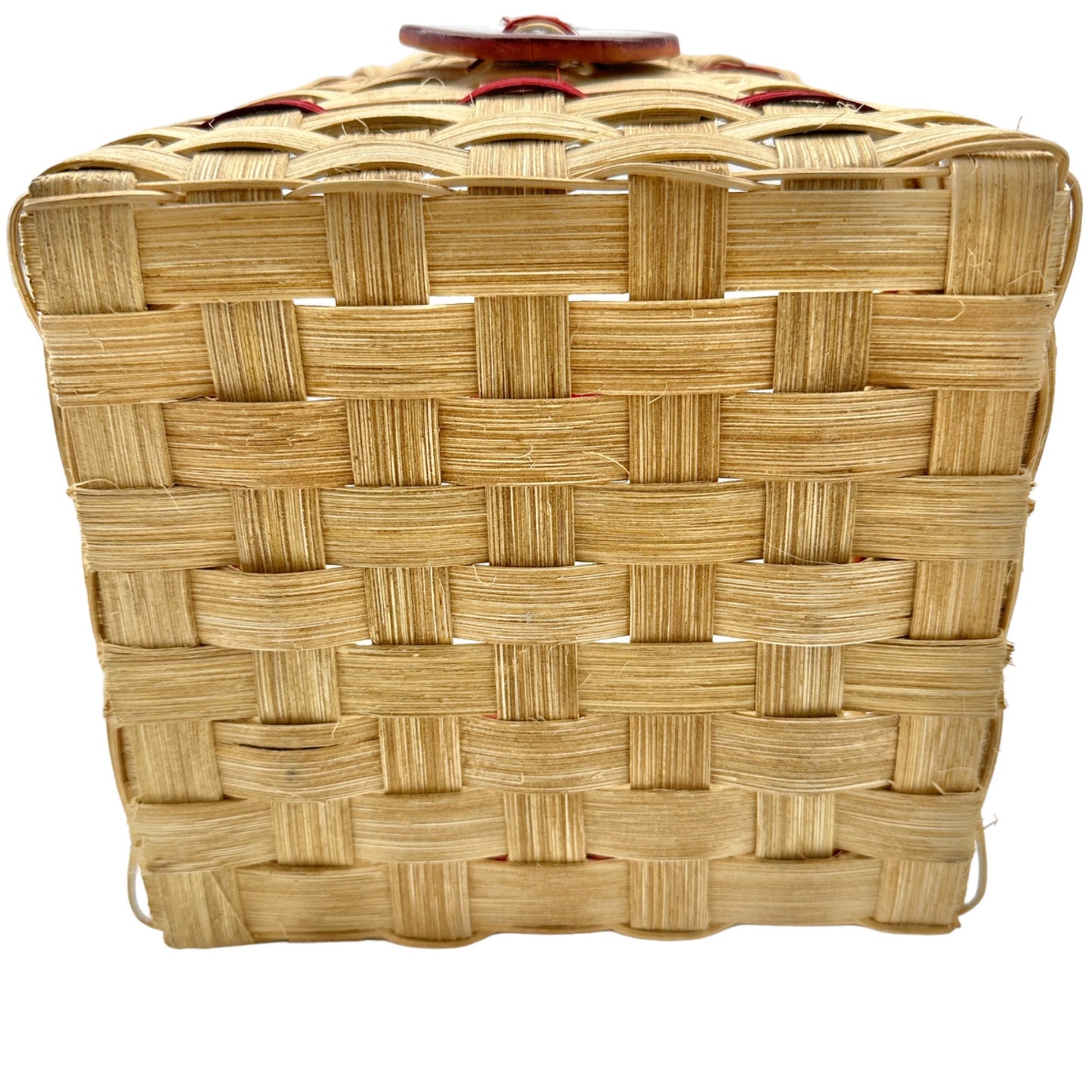 Handmade Basket Apple Delight Black Wire and Red Wood Handle Apple Adornment