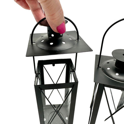 Pair of Candleholders Black Metal Hangs or Sits Holds Tealights or Votives