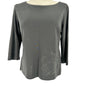 Liz Claiborne Collection Top Women's Medium Black with Black Floral Embroidery