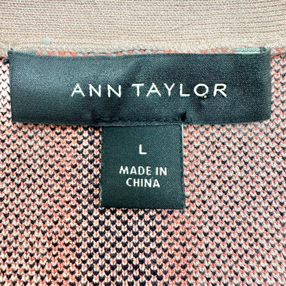 Ann Taylor Open Front Cardigan Jacket Womens L Striped Black Orange