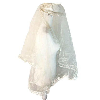 Lacy White Skimmer Style Wedding Hat with Full Veil Bridal Event Worthy