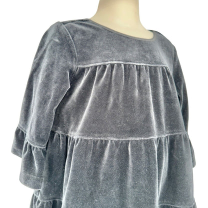 Hanna Andersson Girls 100 US 4 Dress Black Faux Velvet 3/4 Sleeve