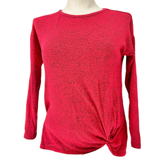 Wonder Nation Top Girls L (10-12) Red Black Crew Neck LS Knot Bottom EUC