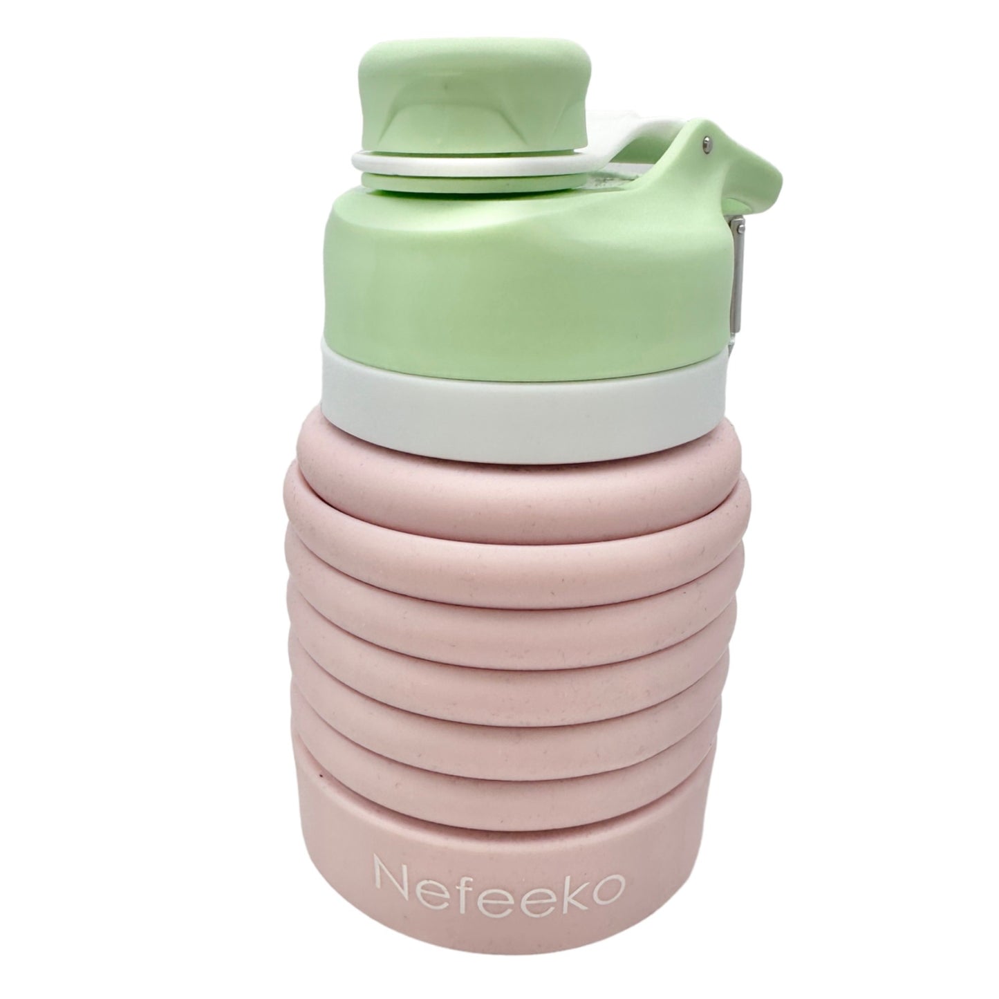 Nefeeko Collapsible Water Bottle 26oz Pink Green Silicone Travel Leakproof NIB