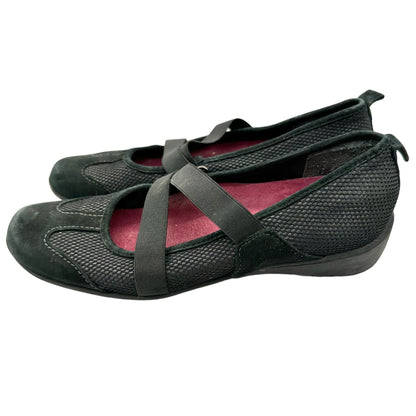 Munro American Zip Sport Shoes 8.5N Black Leather Mary Jane Slip On Walking