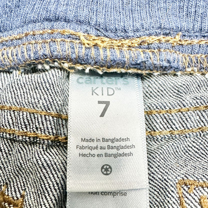 Carters Kid Size 7 Blue Elastic Waist Denim Jeans Drawstring Casual Cotton Pant