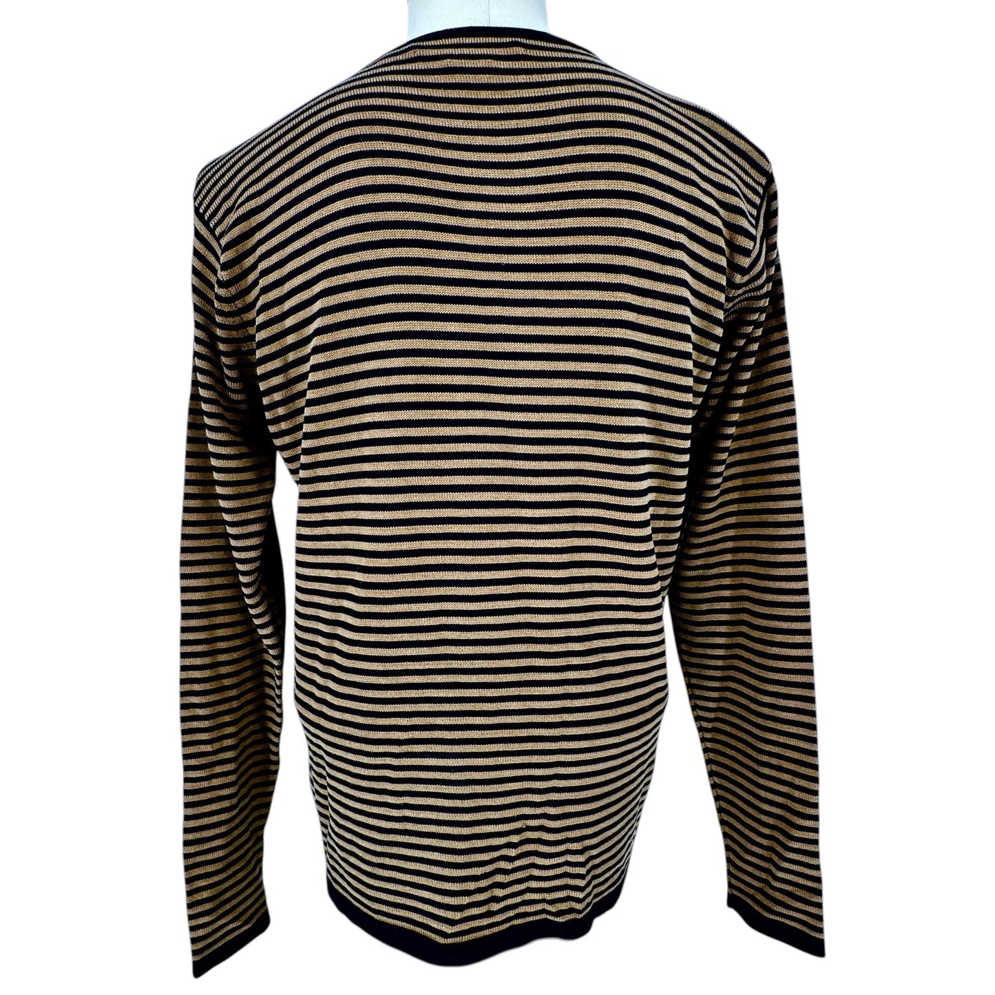 Ryan Harris Sweater Womens Medium Black and Brown Stripe 100% Silk Long Sleeve