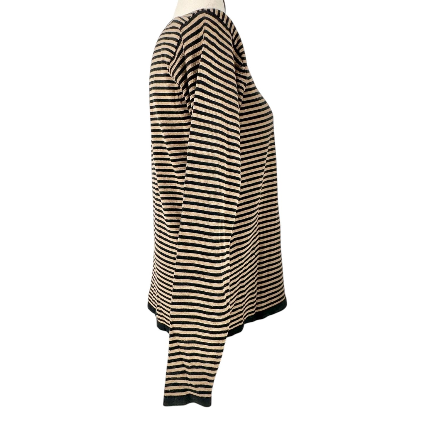 Ryan Harris Sweater Womens Medium Black and Brown Stripe 100% Silk Long Sleeve