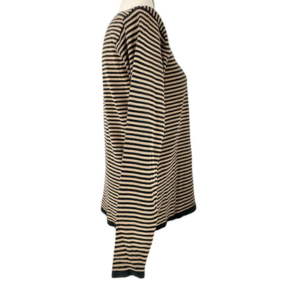 Ryan Harris Sweater Womens Medium Black and Brown Stripe 100% Silk Long Sleeve