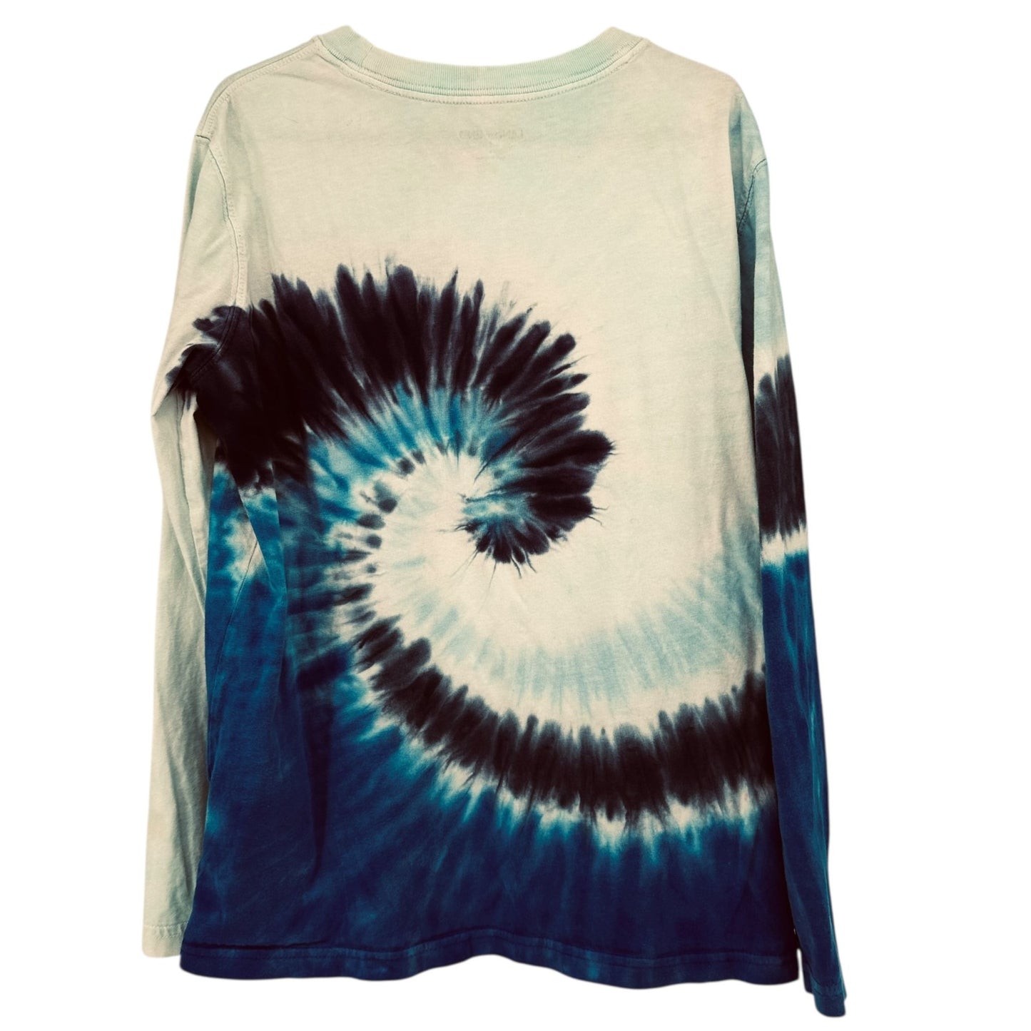 Lands End Tie-Dye Long Sleeve Shirt Kids Small Blue Spiral Cotton Unisex