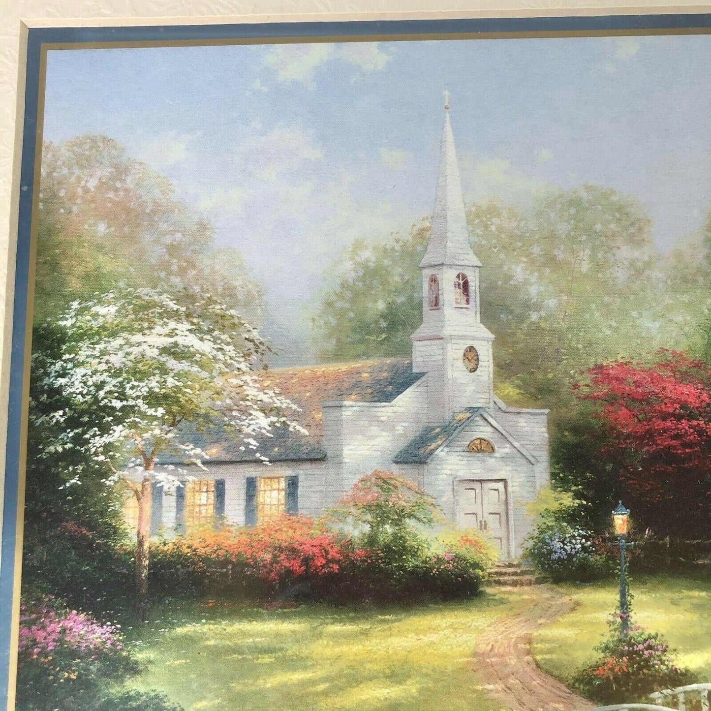 Thomas Kinkade 1999 Hometown Chapel Matted 14x11 Print With COA EUC