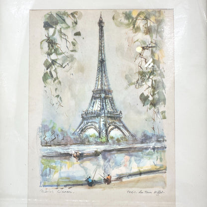 Framed Artwork Paris La Tour Eiffel By Marius Girard 9.5 X 7.5 Frame
