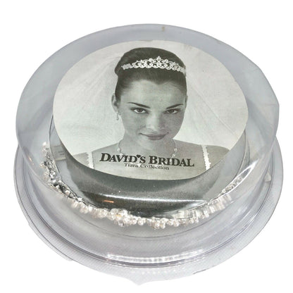 Elegant Wedding Tiara Silver Swarovski Crystals Pearls Bride David's Bridal