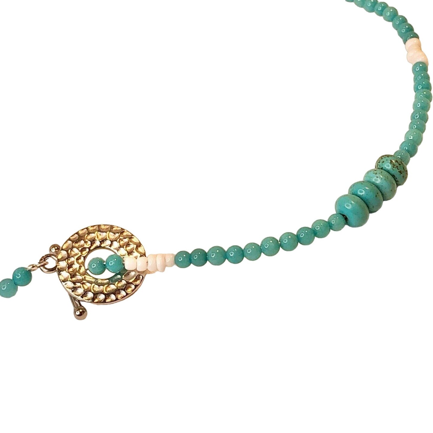 Handcrafted Beaded Necklace Blue Hues and White Beads Pendant Jewelry NEW