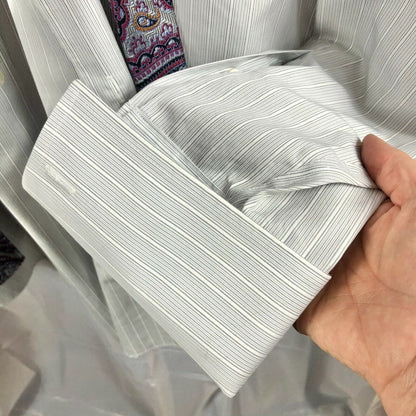 Jos A Banks Men's Suit/Shirt/Tie Set Gray White purple paisley 50 long 45 waist