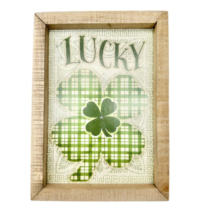 Primitives By Kathy St. Patrick's Day Pair of Wooden Box Signs Decor Hang or Sit