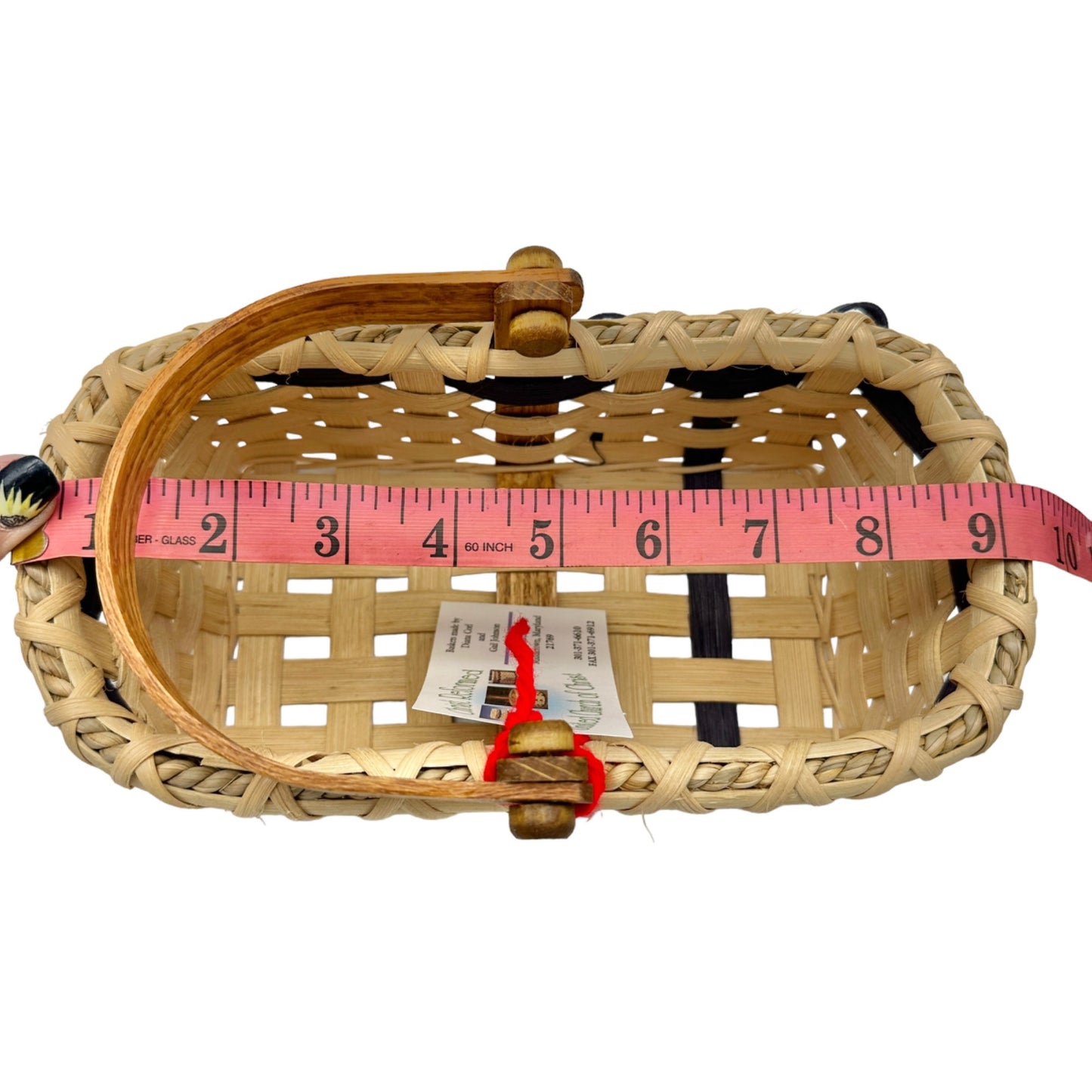 Handmade Basket Cookies for Two with Blue Accent Moveable Wooden Handle Small