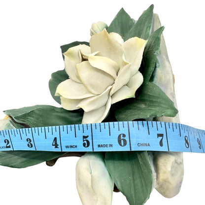 Capodimonte Porcelain White Gardenia Floral Figurine Made In Italy 8x7x5 inches