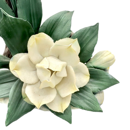 Capodimonte Porcelain White Gardenia Floral Figurine Made In Italy 8x7x5 inches