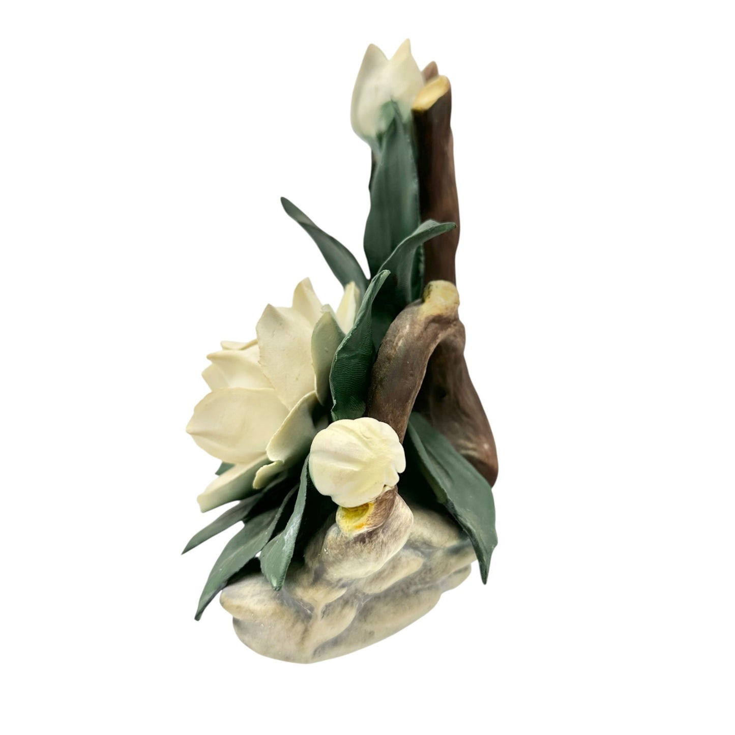 Capodimonte Porcelain White Gardenia Floral Figurine Made In Italy 8x7x5 inches