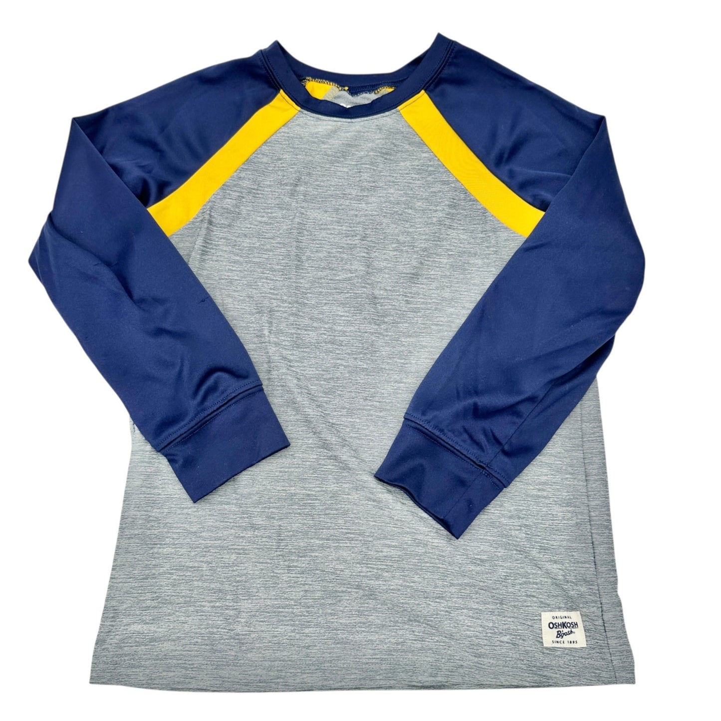 Oshkosh Bgosh Boys Shirt Boys Size 8/8A Heather Gray Navy Raglan Long Sleeves