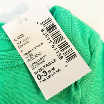The Childrens Place Green 1pc IRISH Bodysuit 0-3M Shamrock St. Patricks Day