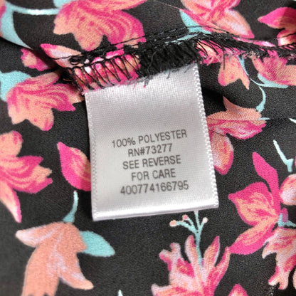 Candie's Cutout Tank Top Women's M Floral Print Sleeveless V-Neck Black Pink