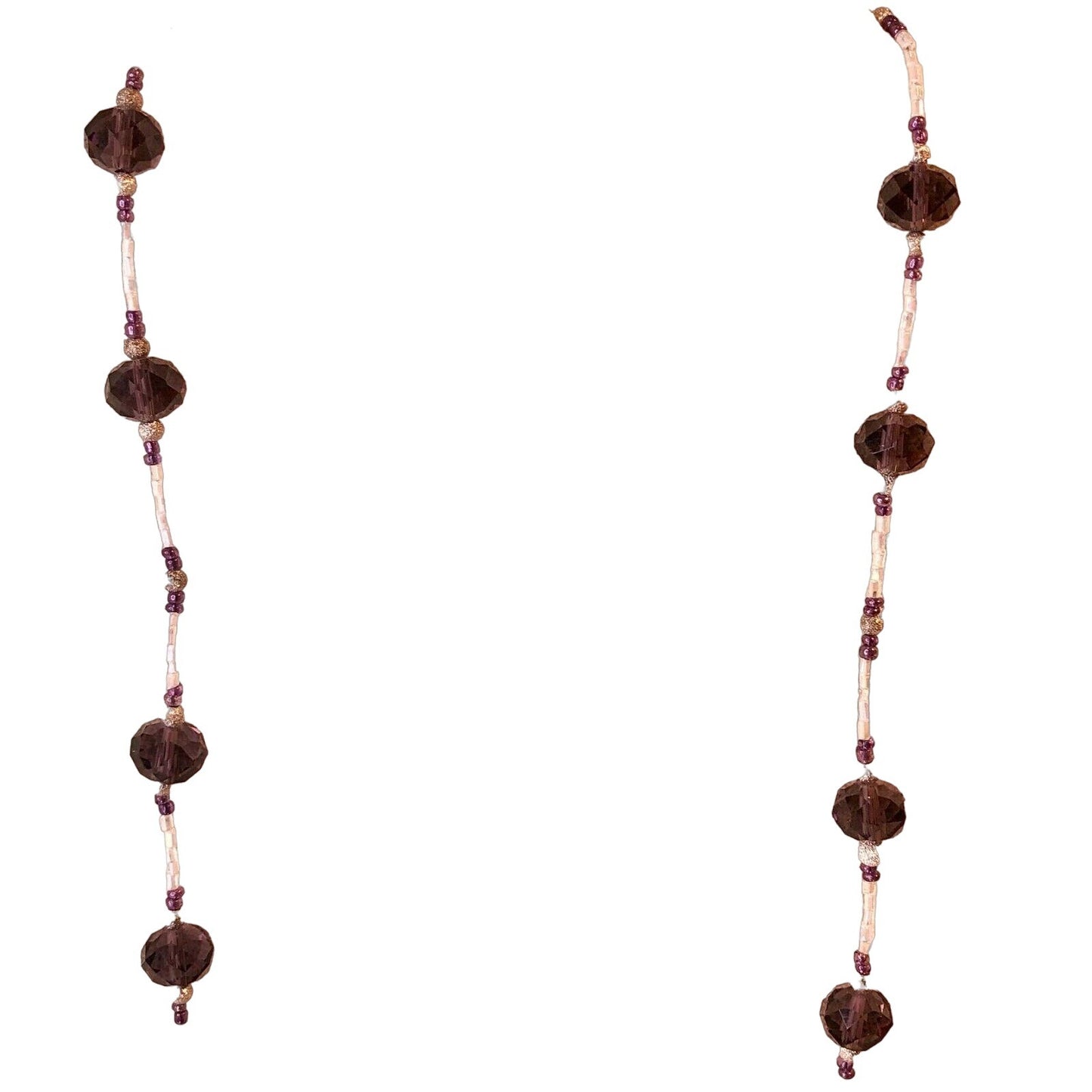 Handcrafted Beaded Necklace Purple & White Beads Fun Unique Long Jewelry NEW
